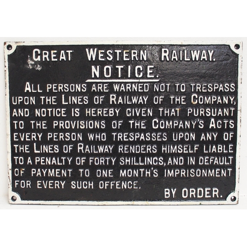 737 - GWR C/I trespass notice (TPGW703) 29 3/8