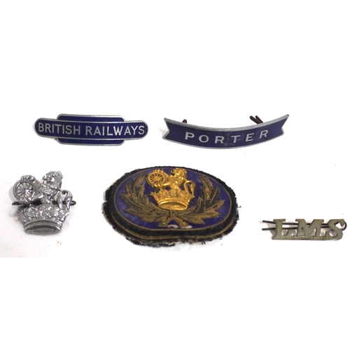 783 - British Railways uniform badges - BR(E) Station Master wired cap badge, PORTER (fishtail) BRITISH RA... 