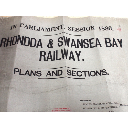 789 - Rhonda & Swansea Bay Railway 1886 GWR plans & sections liberally stamped 