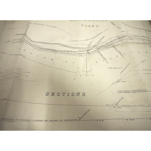 789 - Rhonda & Swansea Bay Railway 1886 GWR plans & sections liberally stamped 