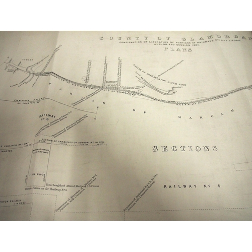 789 - Rhonda & Swansea Bay Railway 1886 GWR plans & sections liberally stamped 