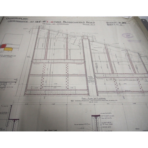 792 - GWR Olton to Rowington Jnc rolled plans on velum for Blossomfield Road bridge & Warwick Road bridge ... 