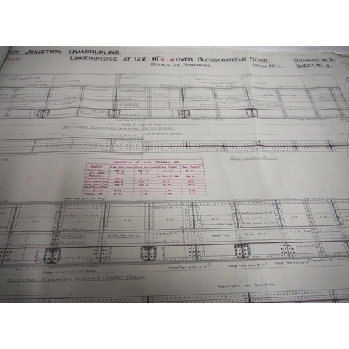 792 - GWR Olton to Rowington Jnc rolled plans on velum for Blossomfield Road bridge & Warwick Road bridge ... 