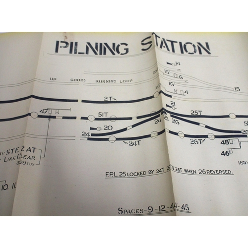 800 - Official BR(W) signal box diagrams (office copies) most with official stamp - PILNING STATION 1942, ... 