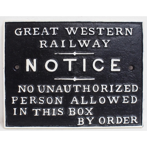 807 - GWR C/I signal box doorplate repainted front original back with U75+ casting pattern number. (C2) (D... 