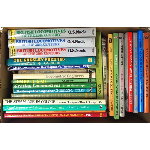 814 - Four boxes of Railway transport books, hard & soft back including Line histories, Bradford Barton, o... 