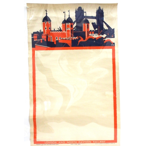 833 - LNER blank stock poster header portraying Tower of London & Tower Bridge, rolled good condition. (C1... 