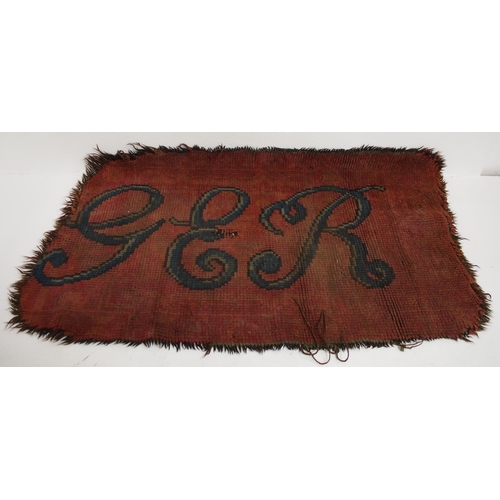 837 - GER floor rug, worn, LNER horse blanket marked 