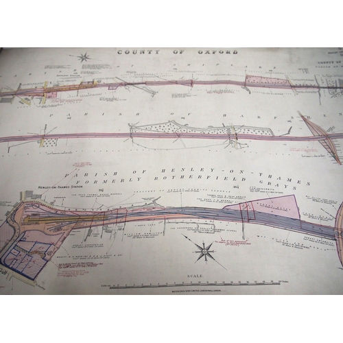 868 - Official GWR survey of the Twyford to Henley on Thames branch on rolled stiff linin surveyed 1920, e... 