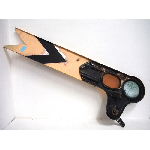 953 - British Rail Distant & Home upper quadrant signal arms, complete, plastic lenses are misted & arms h... 