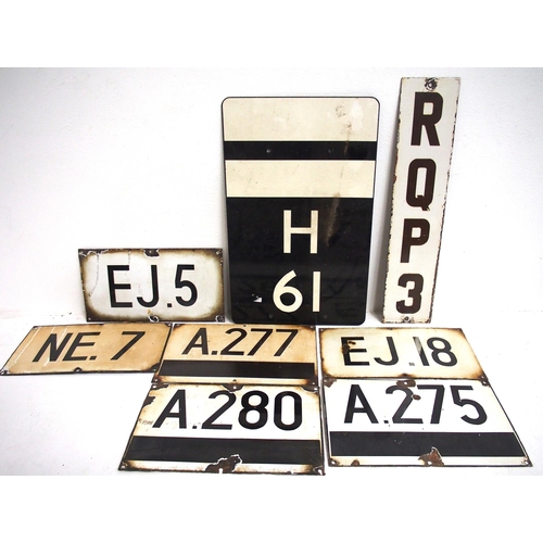 986 - Eight enamel signal identification plates, common suffix being A & EJ, all ex service condition. (8)... 