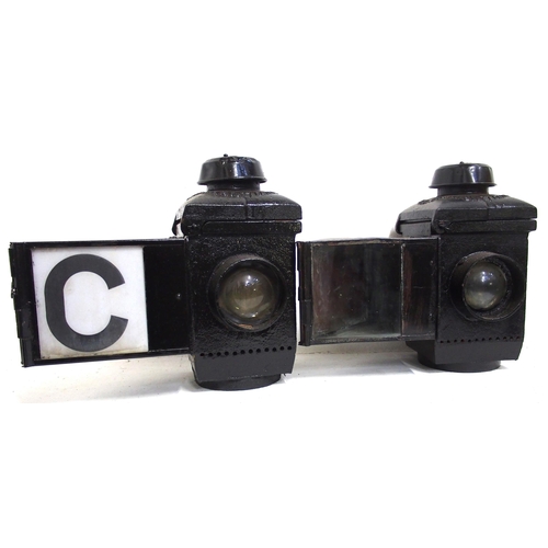 989 - BR(E) C/I theatre signal lamps in excellent condition both with reservoirs (incomplete) - not easy t... 