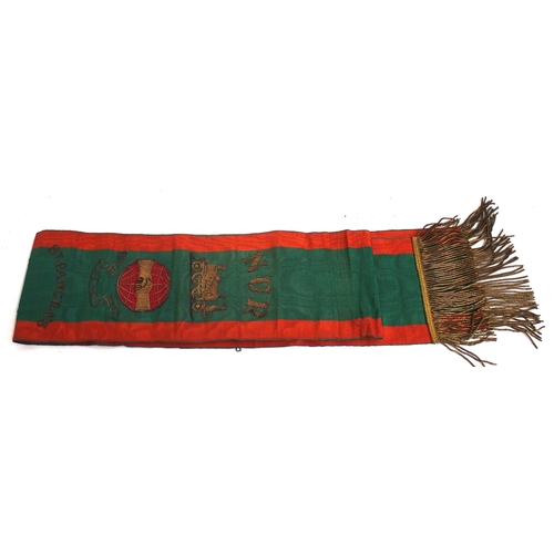 992 - National Union of Railwayman (NUR) wire embroidered ceremonial sash, 