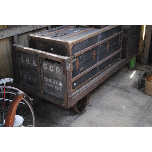 483 - LB&SCR Brighton three wheeled Parcels platform trolley, bed is 29