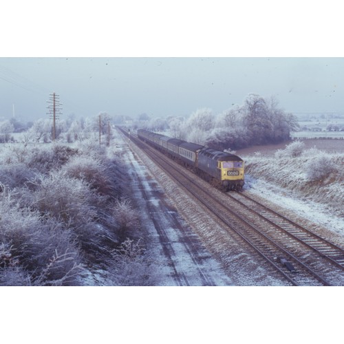 753 - Selection in case of colour 35mm slides in mounts featuring mainly BR 1970s & 80s Diesel & Electric ... 