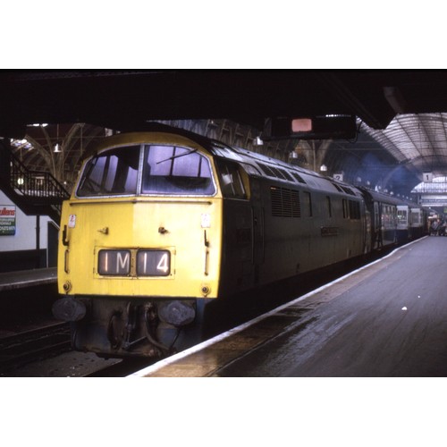 753 - Selection in case of colour 35mm slides in mounts featuring mainly BR 1970s & 80s Diesel & Electric ... 