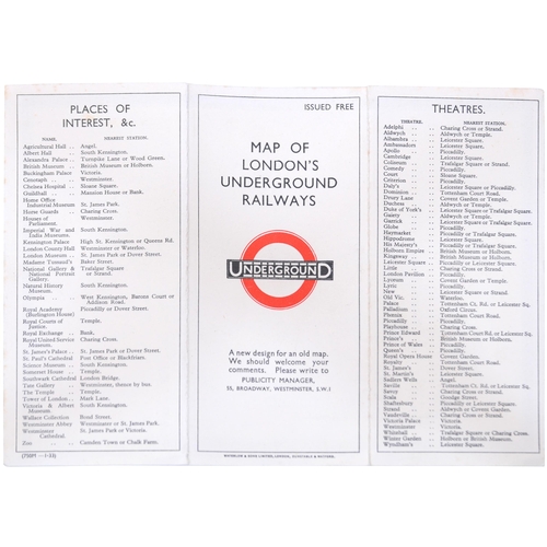 38 - An Underground pocket map, the first edition by Harry Beck, Jan 1933. The cover states 