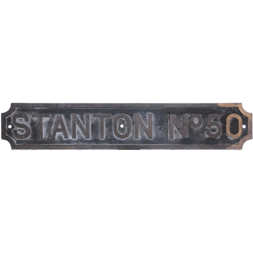 461 - An industrial locomotive nameplate, STANTON No 50, cast brass, length 31