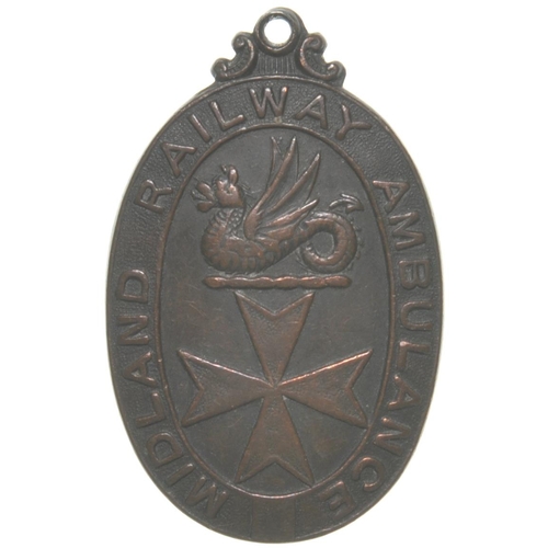 463 - A medallion, MIDLAND RAILWAY AMBULANCE, FOR FIRST AID RENDERED, SWANNINGTON, DEC 13th 1924, bronze, ... 