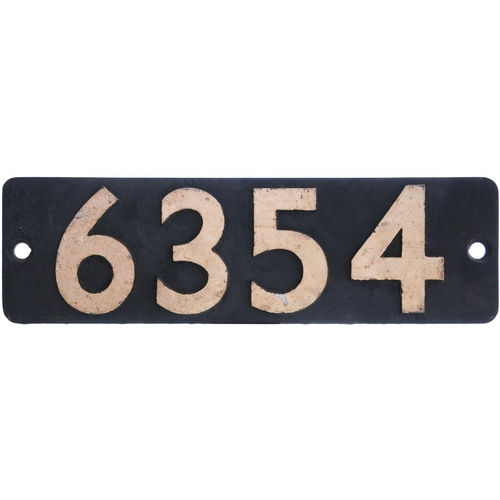 466 - A smokebox numberplate, 6354, from a GWR 43XX Class 2-6-0 built at Swindon in October 1923. Its BR s... 