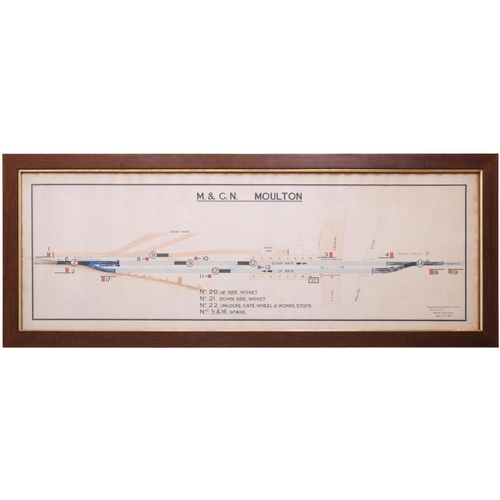 471 - A Midland and Great Western Joint Railway signal box diagram, M&GN MOULTON, signed Resident Signal E... 