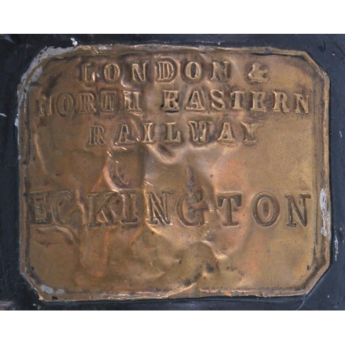 477 - An LNER three aspect handlamp with brass plate, LONDON & NORTH EASTERN RAILWAY, ECKINGTON. The stati... 