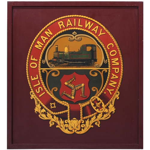 482 - A mounted coat of arms transfer, ISLE OF MAN RAILWAY COMPANY, overall 15