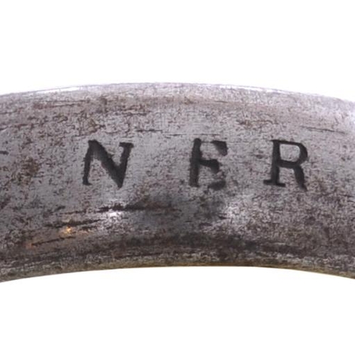 493 - A pair of North Eastern Railway police handcuffs, clearly stamped with the company initials. (Collec... 