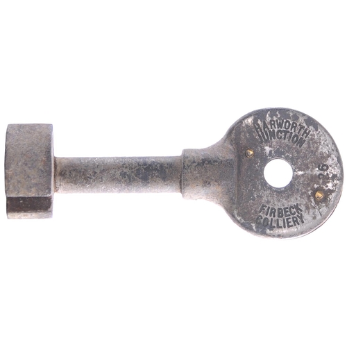 496 - A single line key token, HARWORTH JUNCTION-FIRBECK COLLIERY, (chromed steel), from the Firbeck Junct... 