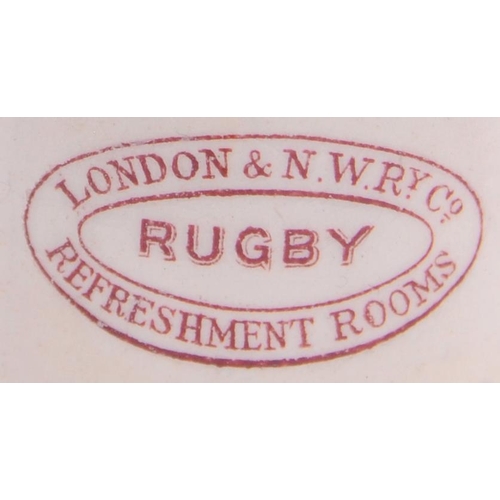 59 - A group of LNWR china from stations on the West Coast Main Line, a Rugby Refreshment Rooms 2¼