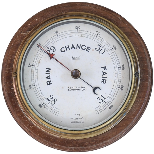 62 - A BR ships barometer, by Smiths, Southampton, from T.S. Sarnia, the ship built by Samuel White in Co... 