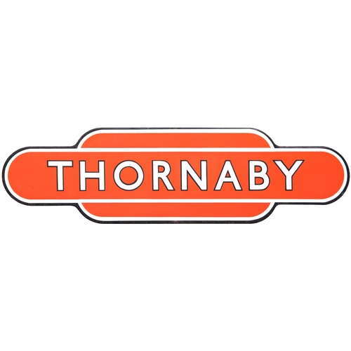 65 - A BR(NE) totem sign, THORNABY, (f/f), from the Darlington to Saltburn route. Excellent colour and sh... 