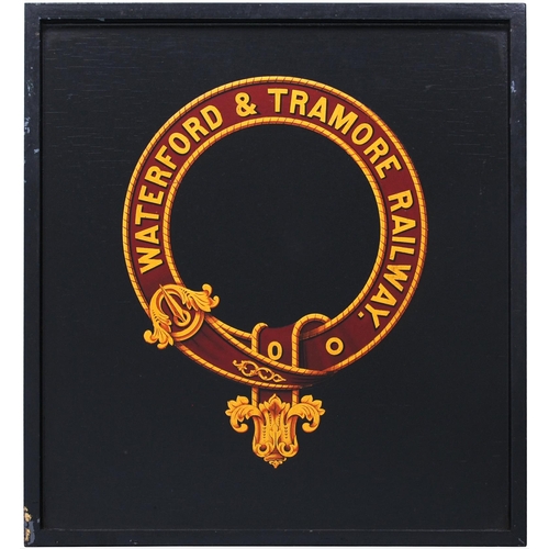 71 - A mounted coat of arms transfer, WATERFORD & TRAMORE RAILWAY, overall 15