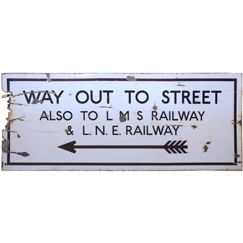 74 - A London Passenger Transport Board enamel notice, WAY OUT TO STREET ALSO TO LMS RAILWAY & LNE RAILWA... 