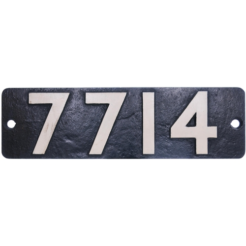 76 - A smokebox numberplate, 7714, from a GWR 5700 Class 0-6-0PT built by Kerr Stuart, Works Nos 4449, in... 