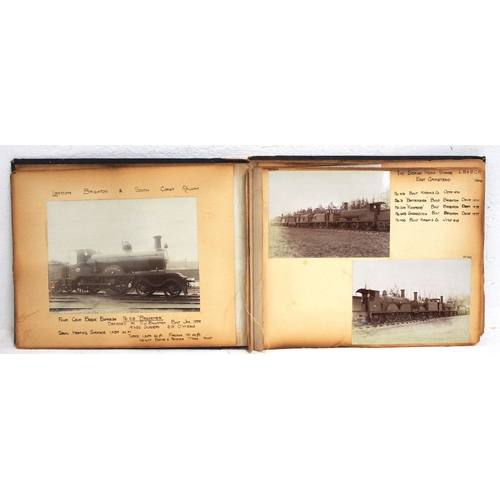 113 - Album of mostly LB&SCR late Victorian / Edwardian sepia photographs, possibly unpublished, LB&SCR x5... 