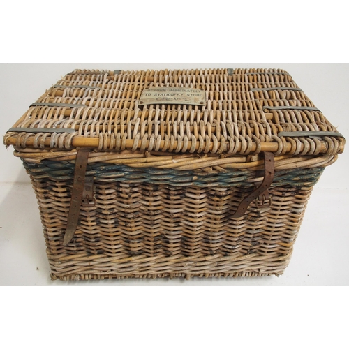 141 - large wicker basket with lift lid plated 