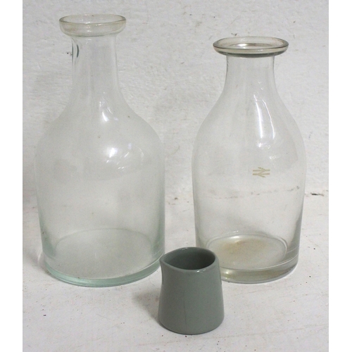 164 - Two BR glass carafes & small milk totty, good condition. (3)(C1X) (Dispatch by Mailboxes/Collect fro... 