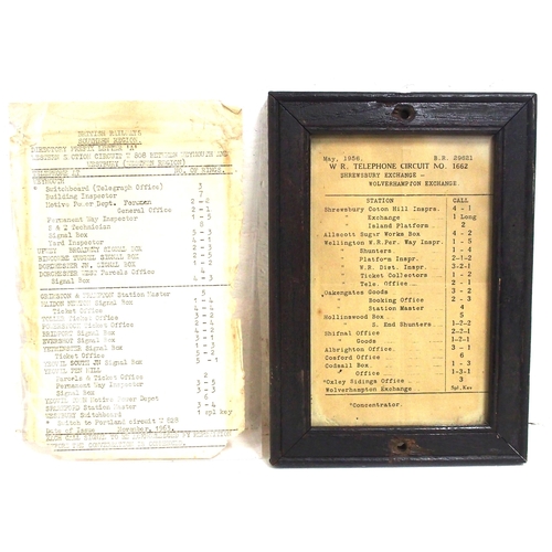 170 - BR(W) Telephone circuit in original branded GWR wooden frame 