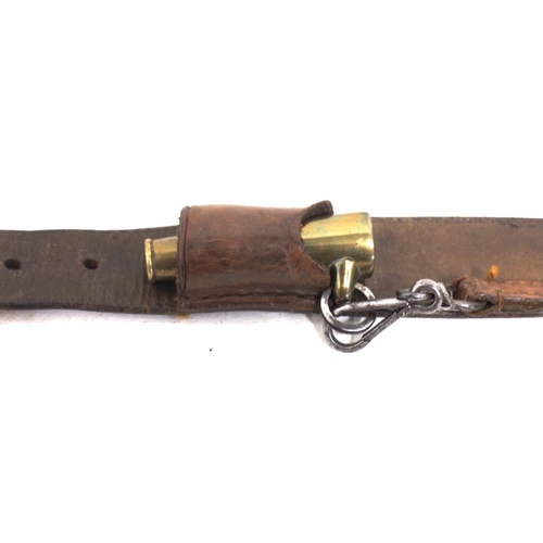 172 - LNWR leather uniform strap with whistle pouch on leather strap, brass whistle (working) engraved LNW... 