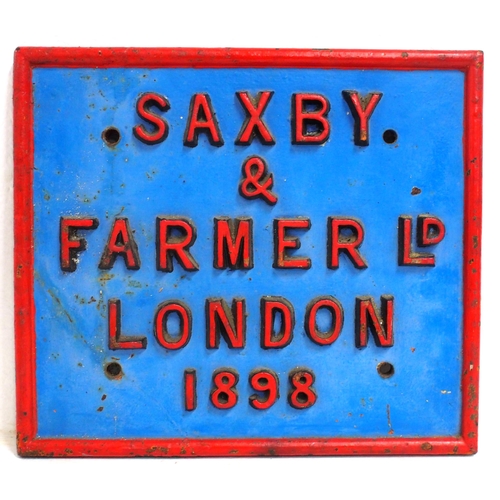 174 - Saxby & Farmer C/I signal makers plate 