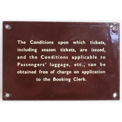 189 - BR(W) British Transport Commission enamel Ticket Conditions notice, 6