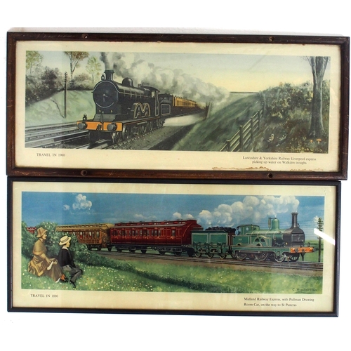 210 - Four C Hamilton Ellis travel series carriage prints -1845 London & Birmingham, 1880 Midland Pullman,... 