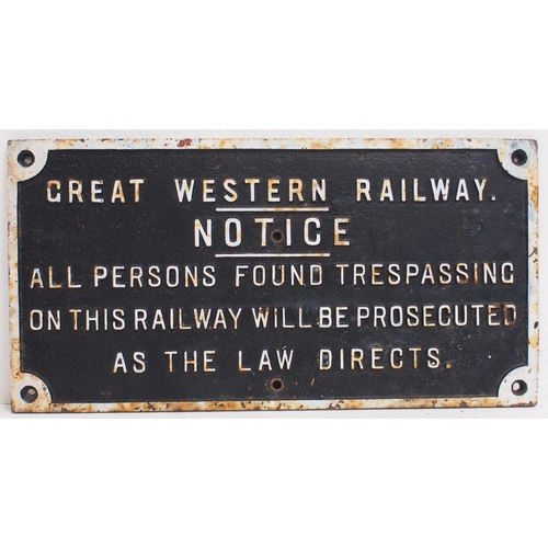 228 - GWR C/I short trespass notice (TPGW706) 23 3/8