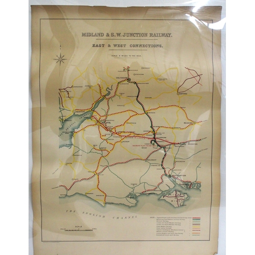 249 - Midland South West Jnc Railway rolled coloured plans - North/South & East/West connections - good co... 