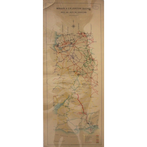 249 - Midland South West Jnc Railway rolled coloured plans - North/South & East/West connections - good co... 