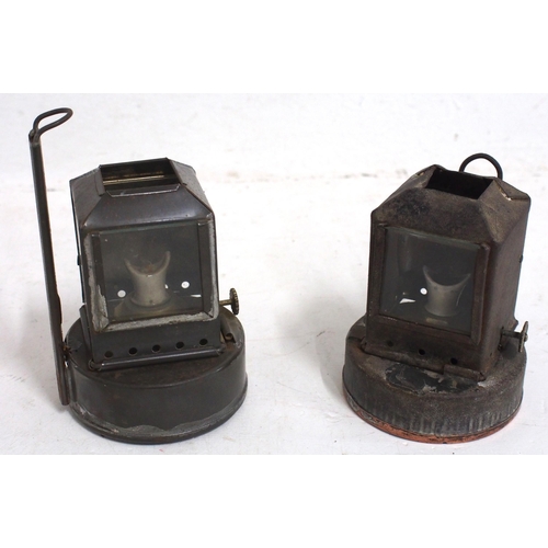 260 - BR(E) Locomotive lamp reservoirs, one standard & one rarer one with slide bracket at rear, both good... 