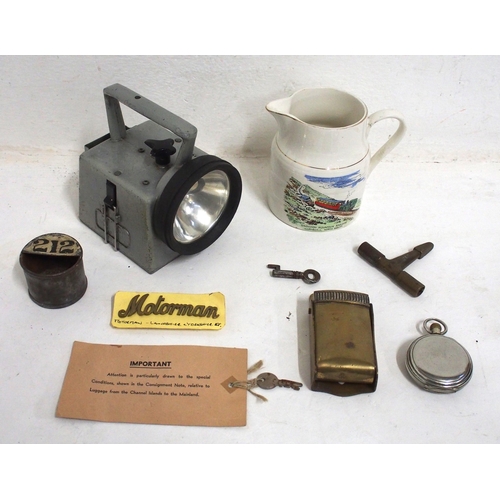 287 - Miscellaneous items - Bardic handlamp (with battery conversion), Snowdon Mountain Rly souvenir jug, ... 