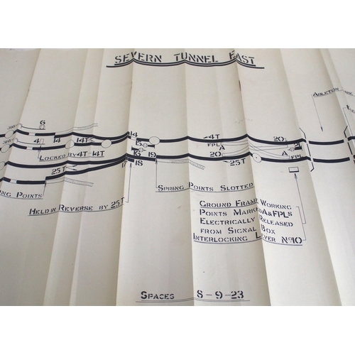 298 - Official BR(W) signal box diagrams (office copies) most with official stamp - SEVERN TUNNEL EAST 194... 