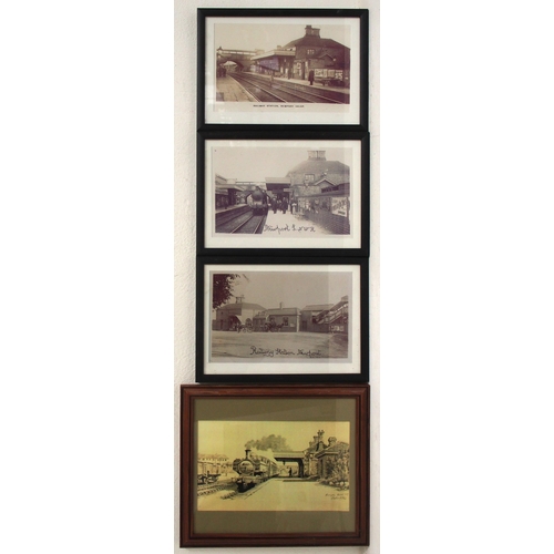 303 - Selection of framed & glazed including photos of Newport LNWR station, Eric Bottomley signed When St... 